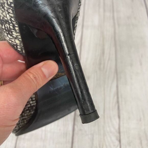 Steven madden black and white tweed open toe high heels sz 7.5 - Picture 9 of 11